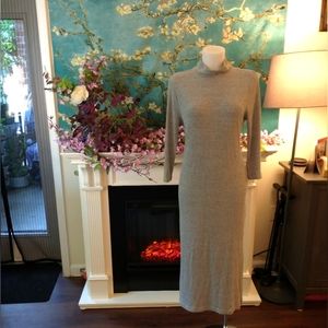 Grey long sleeve mock neck sweater dress, good used condition L